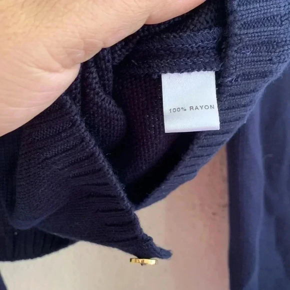 ST. JOHN Collection NAVY BLUE SANTANA KNIT CARDIGAN SWEATER GOLD BUTTON SIZE 8 - Picture 6 of 7